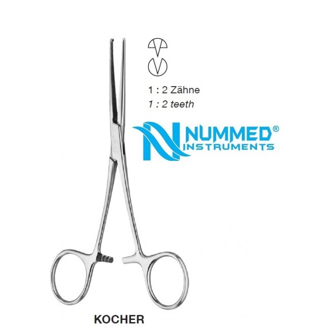 Kocher Forceps, 1X2 Teeth Kocher Forceps, 1X2 Teeth